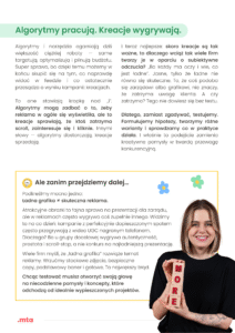 Uśmiechnięta kobieta trzyma drewniane klocki z literami tworzącymi słowo MORE. Obok tekst: Ładna grafika ≠ skuteczna reklama.