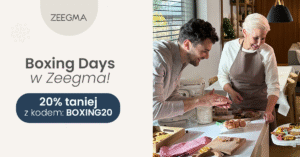 Para piecze razem ciasto na blacie z mikserem Zeegma, promocja Boxing Days 20% taniej z kodem BOXING20.