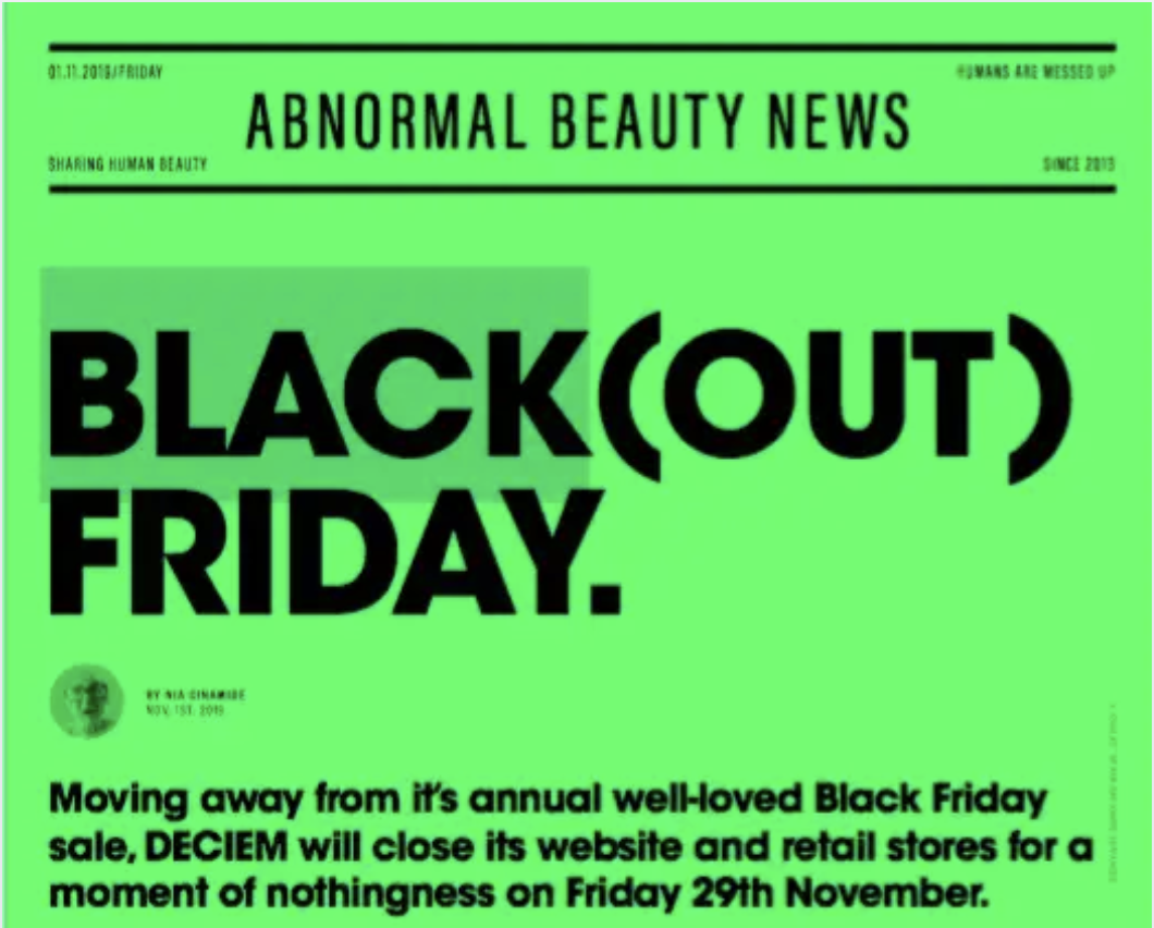 Kampania Deciem Blackout Friday jako przykład alternatywnej komunikacji Black Friday